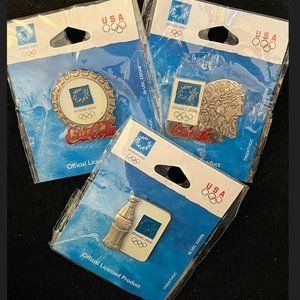 Set of 3 Coca-Cola Pins ~ 2004 Olympic Summer Games in Athens